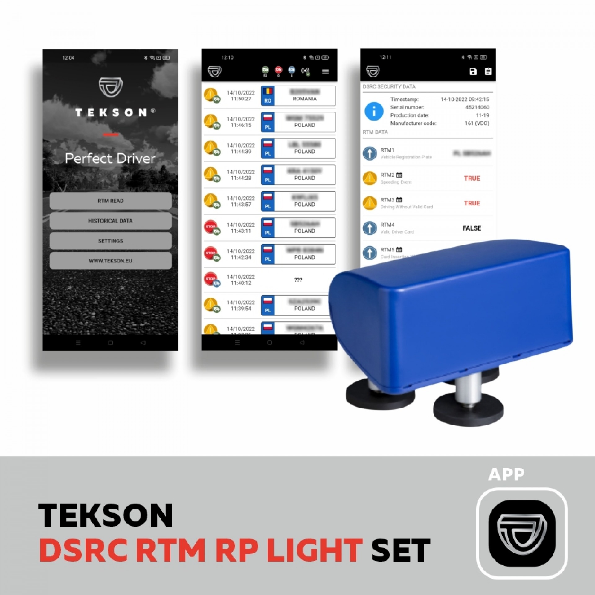 Komplet TEKSON DSRC RTM RP Light — aplikacija Perfect Driver in DSRC antena